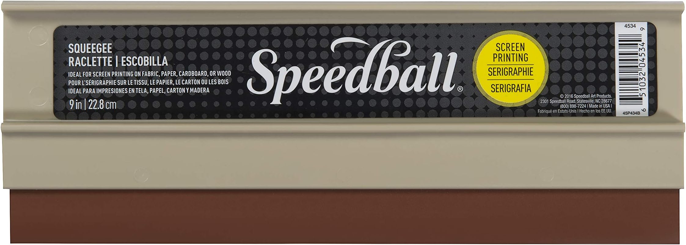 Speedball 9" Craft Fabric Squeegee, 65 Durometer, Plastic Handle Beige, Fabric, Screen Printing Equipment, Art Tool Kit