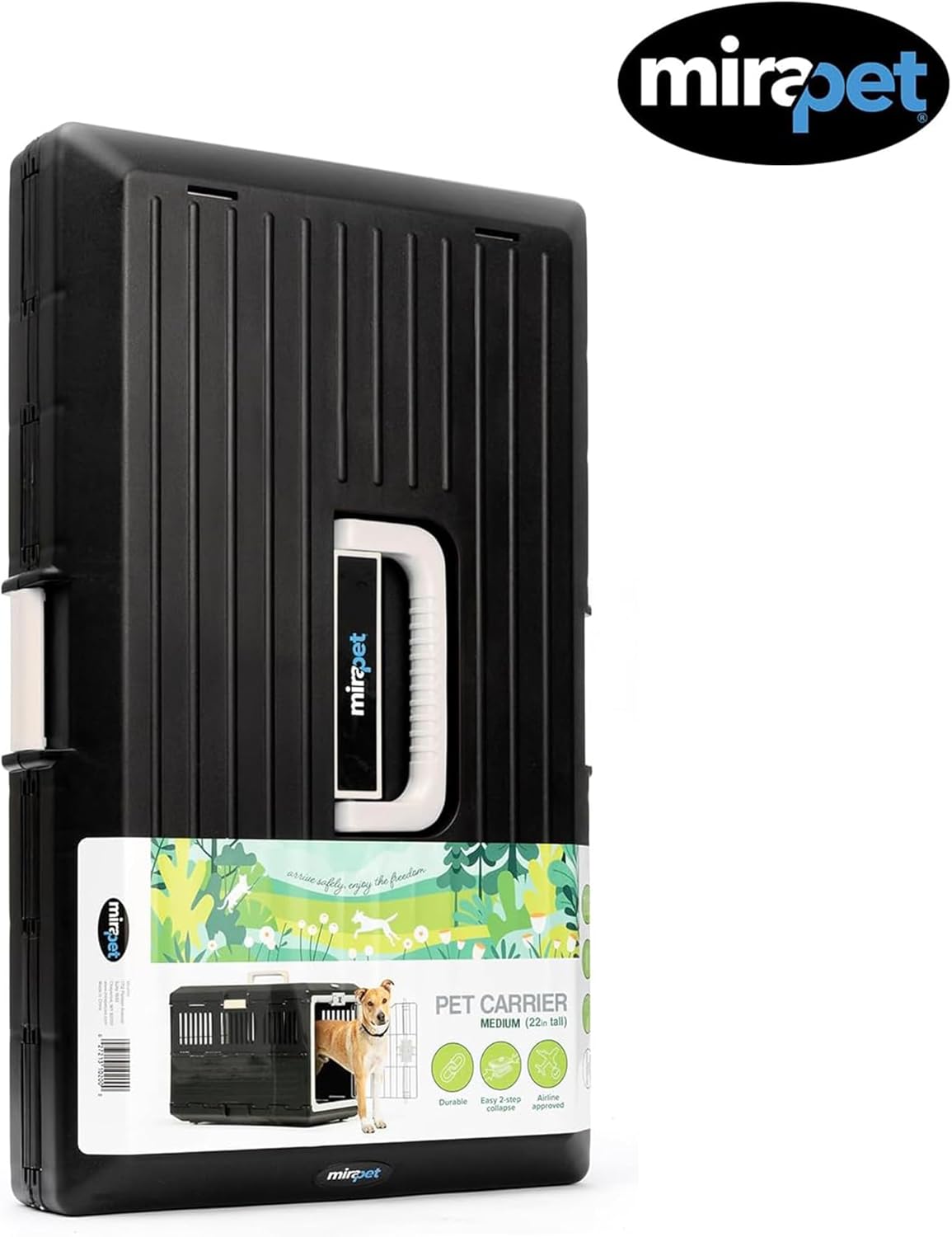 Pet Carrier & Crate, 26.4" L x 15.3" W x 18.8" H - Collapsible for Medium Cats and Dogs, Portable Hard Plastic Wall Kennel for Indoor/Outdoor Use