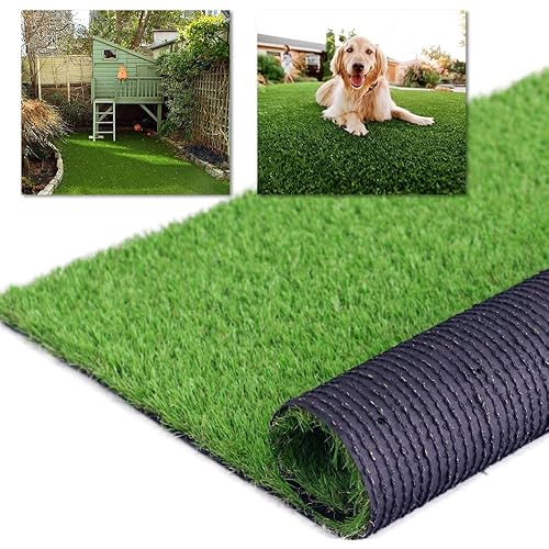 3FT x 10FT Artificial Turf 1.38inch Simulated Synthetic Fake Grass with Drainage Holes, Reusable Grass Urinal for Dogs, Backyard Lawn Rug Doormat Decorations, Custom