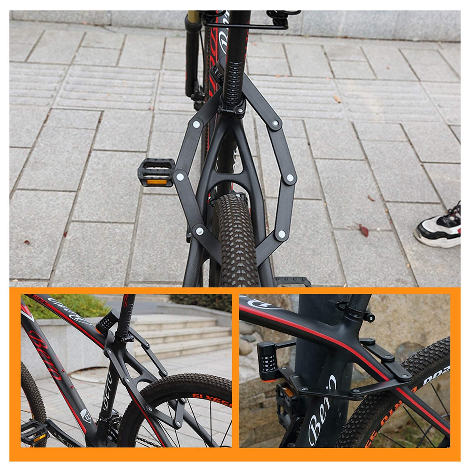 Candado Plegable Para Bicicleta COICER - 85 Cm De Acero Endurecido, Con 3 Llaves | Incluye Soporte De Montaje