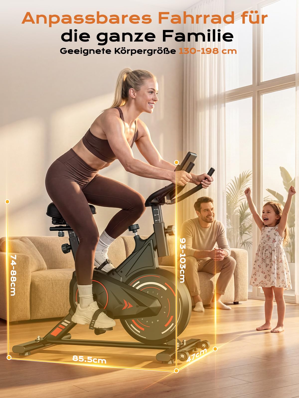 Dskeuzeew Heimtrainer Fahrrad mit APP, 0-100% Widerstand & Herzfrequenz-Messung, Leises Hometrainer Fahrrad mit LCD-Monitor, Fitnessbike mit Tablet-Halter, Indoor Bike für Cardio-Training, Bis 160KG