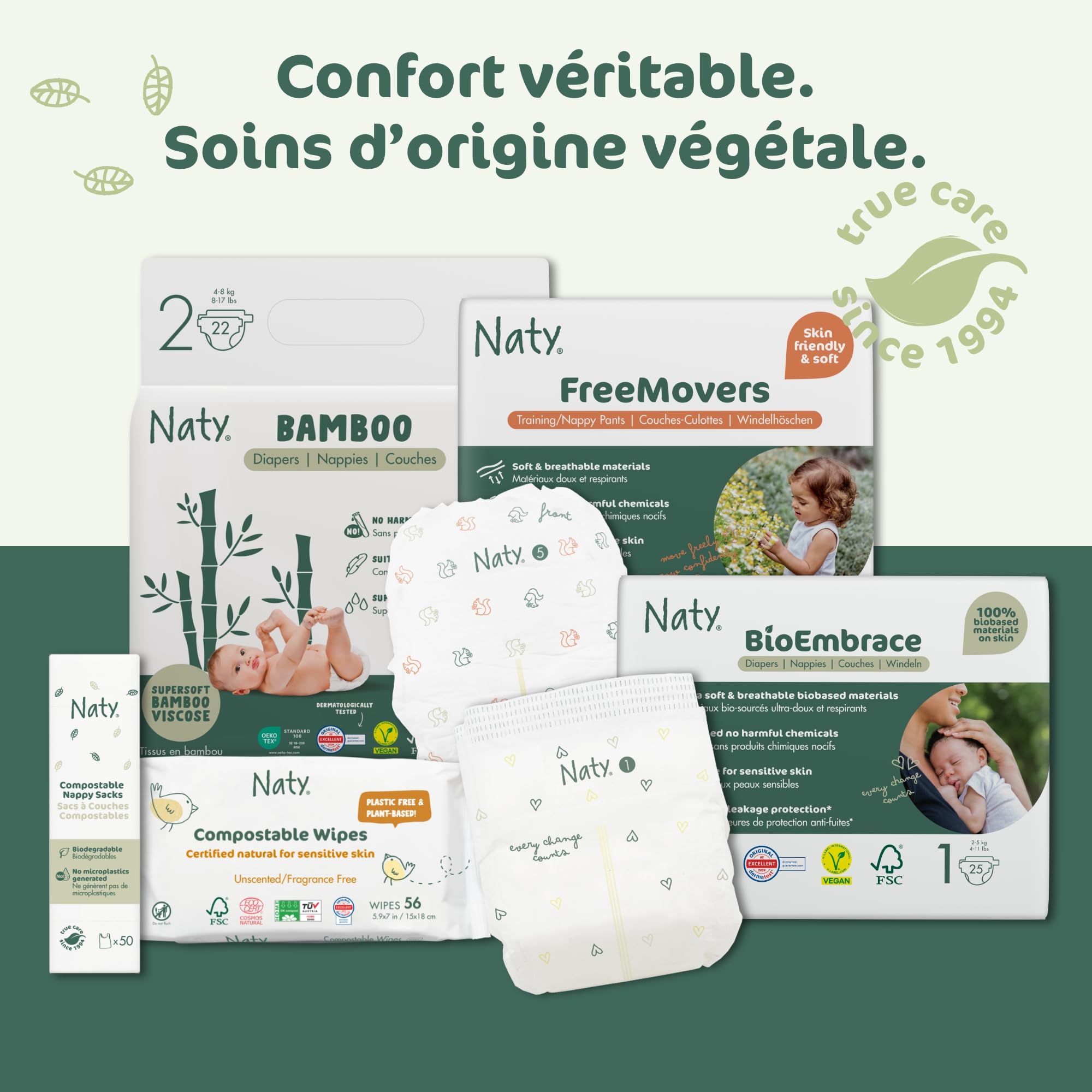 Naty Lingettes Bébé XXL, 98% d'Eau, 600 unités (12 paquets) | Hypoallergéniques, Naturelles pour Peaux Sensibles, Sans Parfum, à base de plantes, Douces pour Nouveau-Nés & Tout-Petits