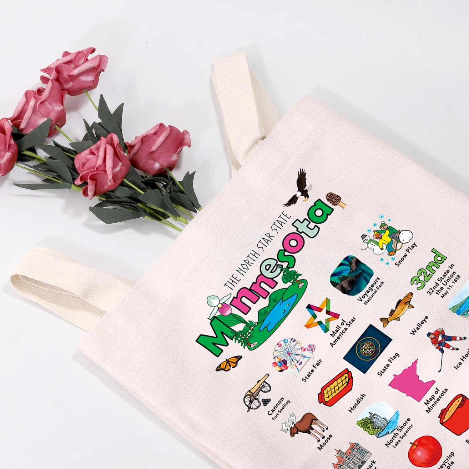 MEIKIUP Minnesota Gift The North Star State Minnesota Canvas Tote Bag Minnesota Trip Souvenir Tote Bag Minnesota Merchandise - Image 3