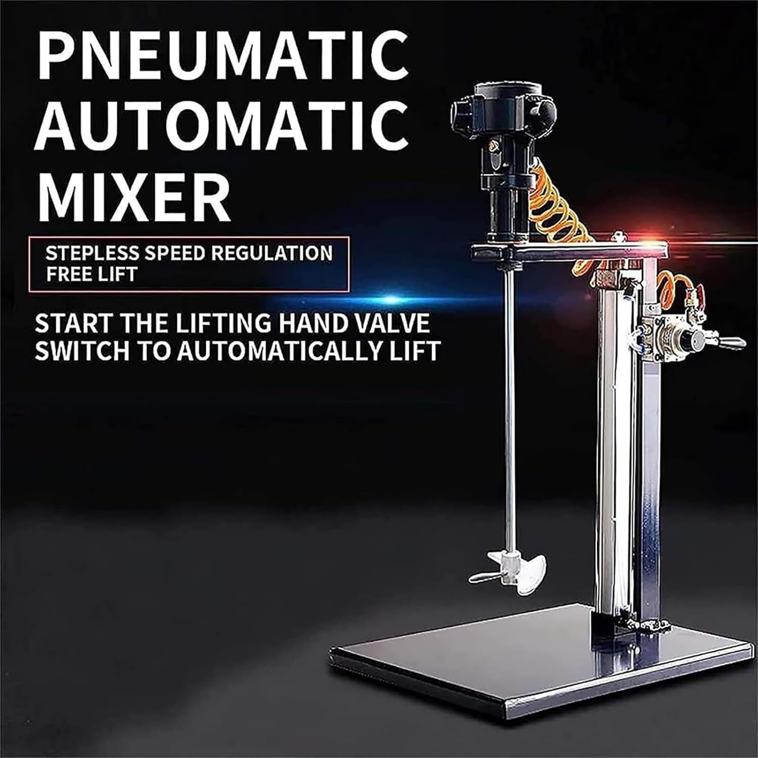Mezclador de pintura neumático 1500-3000r/min, presión de aire 0.6-0.8 mpa, 10L-50L Agitador de revestimiento para líquidos viscosos y materiales de pintura