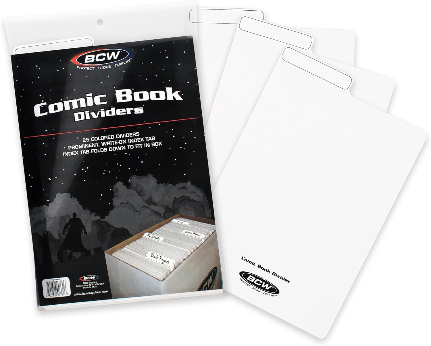 BCW Comic Dividers - 25 Pack | Archival Polyethylene Plastic Dividers | Organize Comics Efficiently in Storage Boxes | Write-On Index Tab (Black)