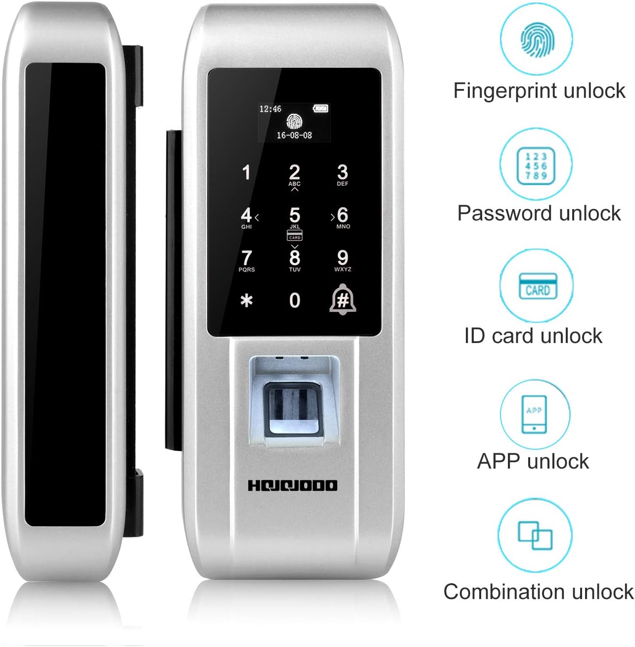 Smart Glass Door Lock,Security Biometric Fingerprint and Touchscreen Keyless Smart Door Lock,Digital Anti-peep Password Door Lock and IC Cards Entry,Support Remote APP
