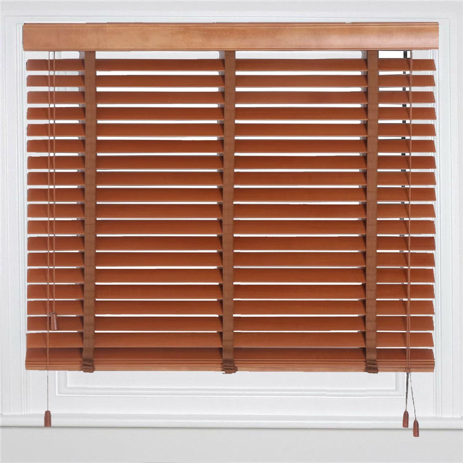 Holzjalousien, horizontal, für den Innenbereich, verdunkelnd, Sonnenschutz, Massivholzrollos mit Klebeband, B x H 100 x 120 cm, 45 x 125 cm