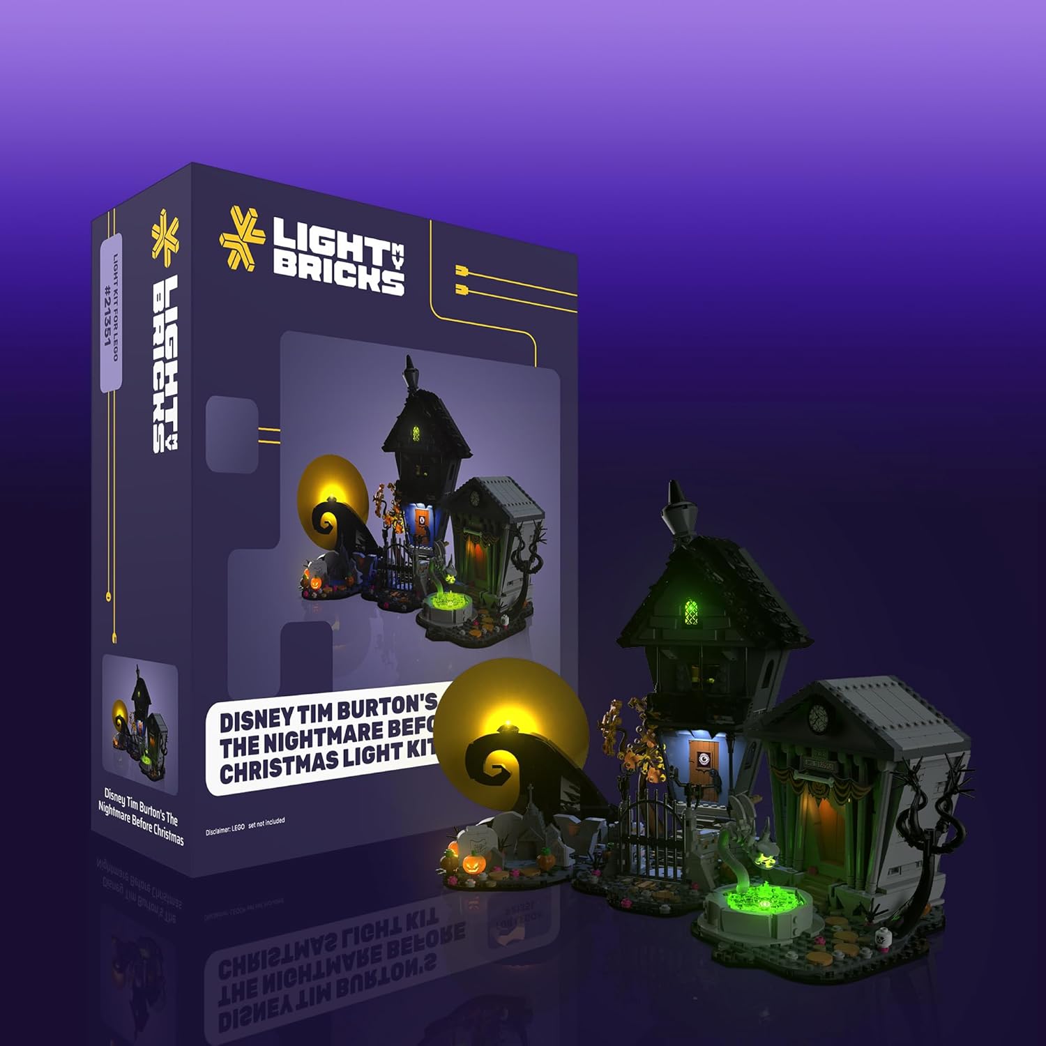 Light My Bricks 2.0 Light Kit Compatible with Lego Tim Burton's The Nightmare Before Christmas #21351 (Set Not Included)