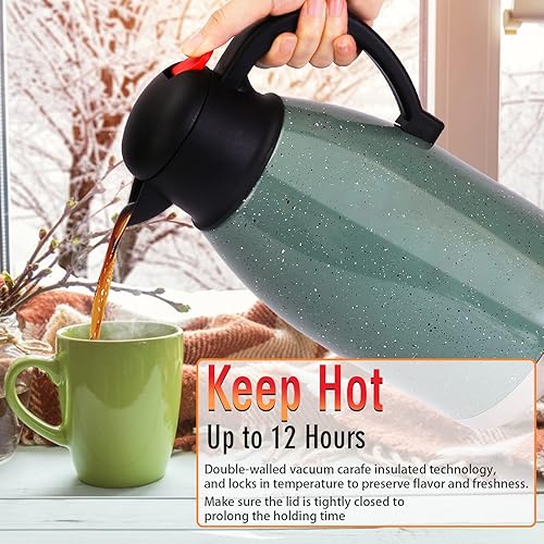 Miniatura 6 de Yummy Sam Jarra térmica de café de acero inoxidable de 68 onzas (2 elevadores) de doble pared al vacío, dispensador de bebidas de café y agua,