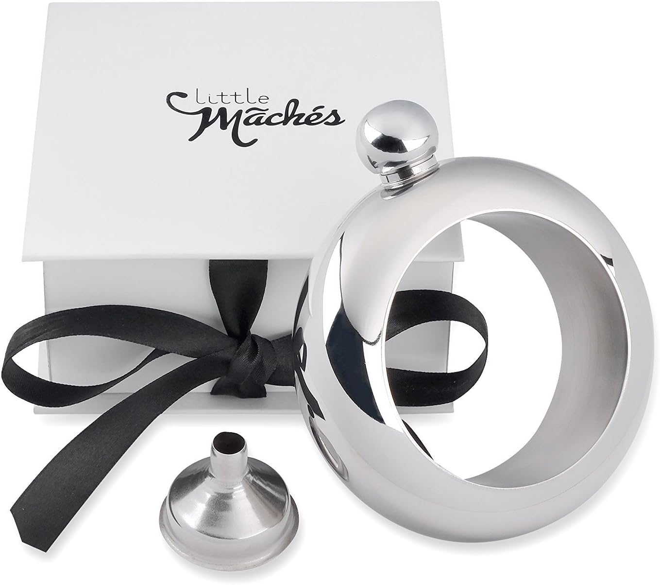 Little Maches Bangle Hidden Stainless Steel Flask Bracelet Sneak Alcohol/Liquor/Wine Great Gift for Women (Silver)