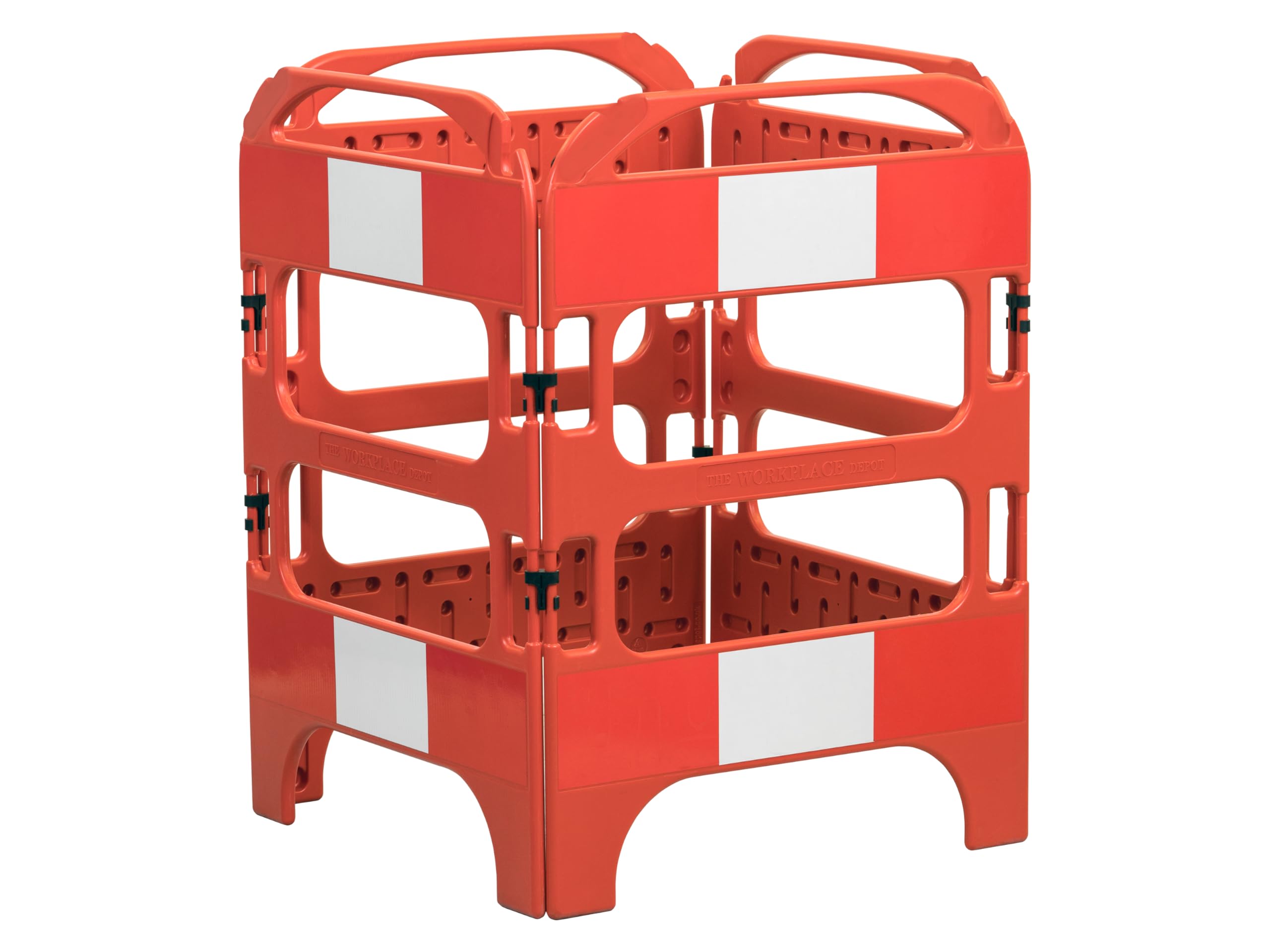 The Workplace Depot Manhole Barrier – Chapter 8 Compliant HDPE Safety Barrier with Hinged Clips – 990mm High, Lightweight & Foldable – Ideal for Roadworks, Utility Repairs & Site Safety (4 Sided)