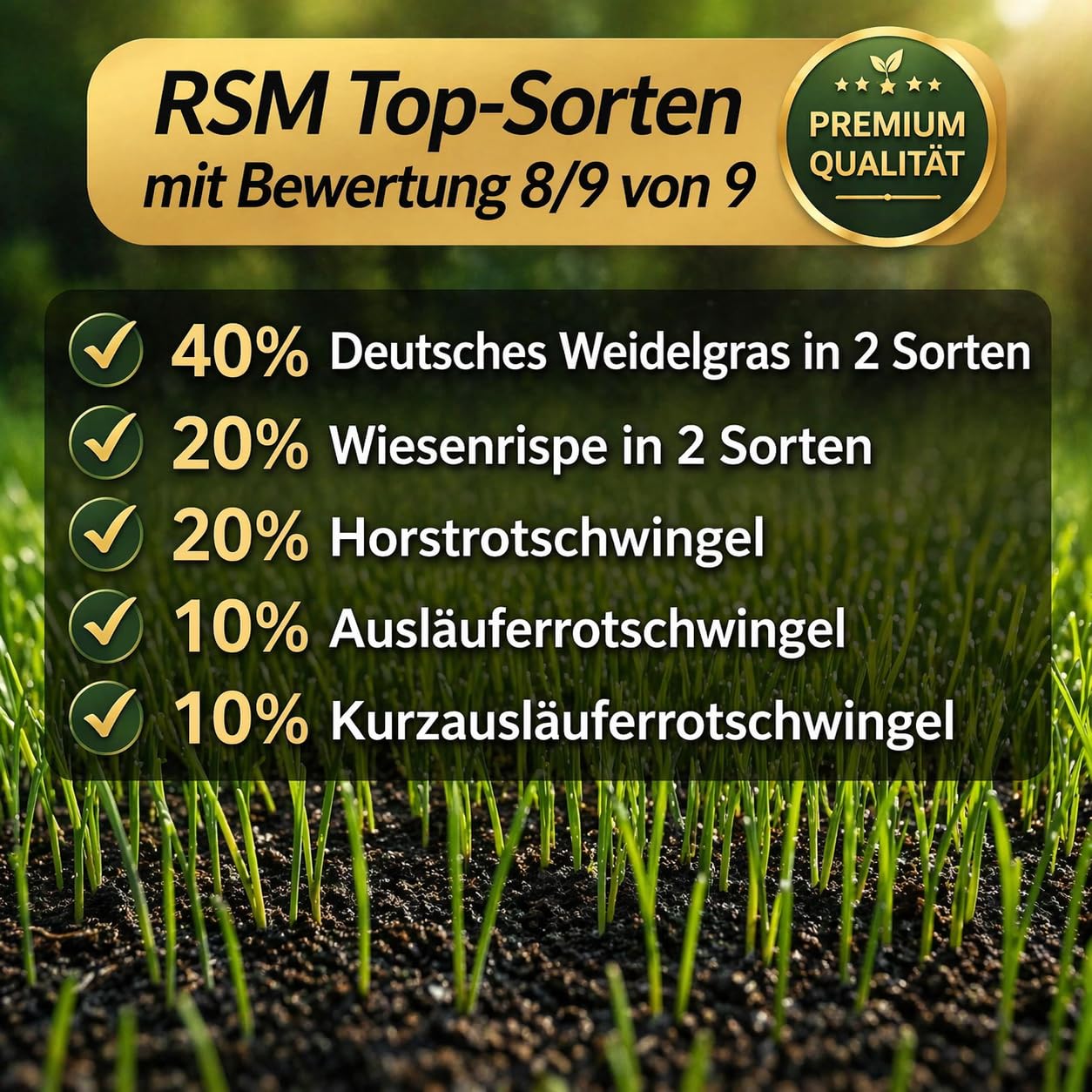 Hesa Professional Line Graines de gazon d'utilité 5 kg pour 200 m² RSM 2.3 Graines de gazon à germination rapide pour gazon de sport et de jeu, graines d'herbe résistantes et robustes de qualité