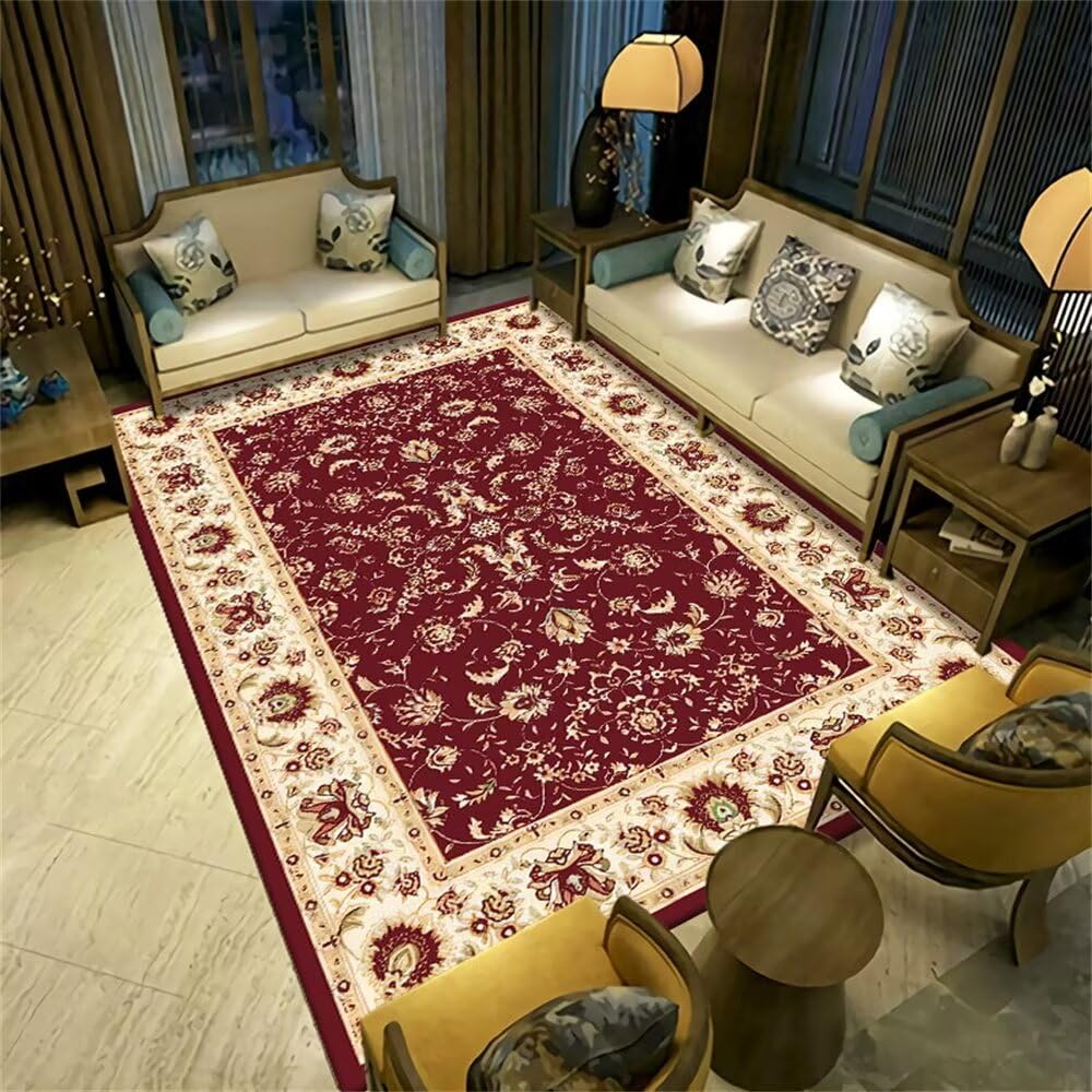 Tapis chambre enfant rouge lavable idéal pour les moments de jeu en famille