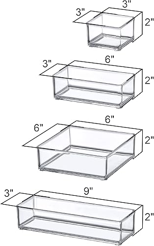 Miniatura 3 de Amazing Abby - QuickSort - Organizadores apilables de plástico (juego de 8 piezas) para tocador y cajón de escritorio, solución de almacenamiento