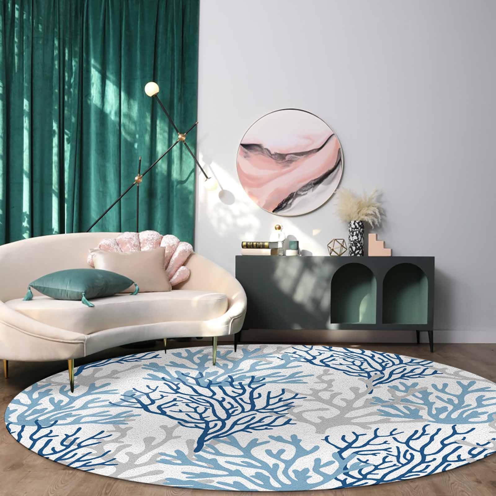 Amazon.com: Huotupsine Navy Blue Coral Coastal Round Area