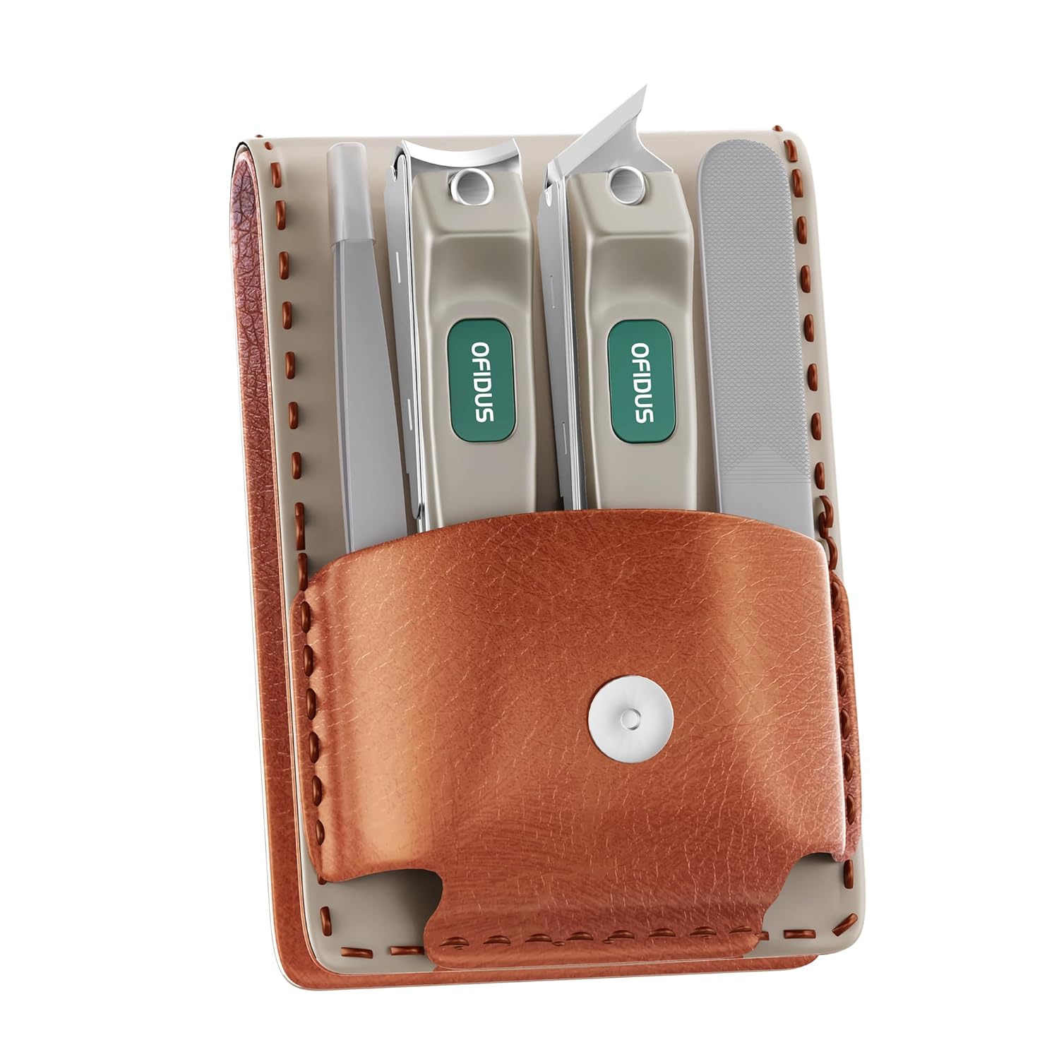 Nail Clippers Set Professional Stainless Steel Manicure Kit with Catcher Curved Oblique Clippers Tweezers and Nail File in