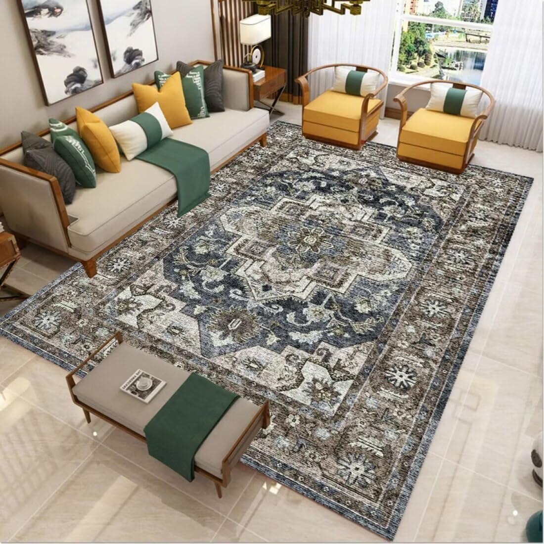 Tapis salon moderne lavable 50x70 pour chevet chambre et coussin canapé