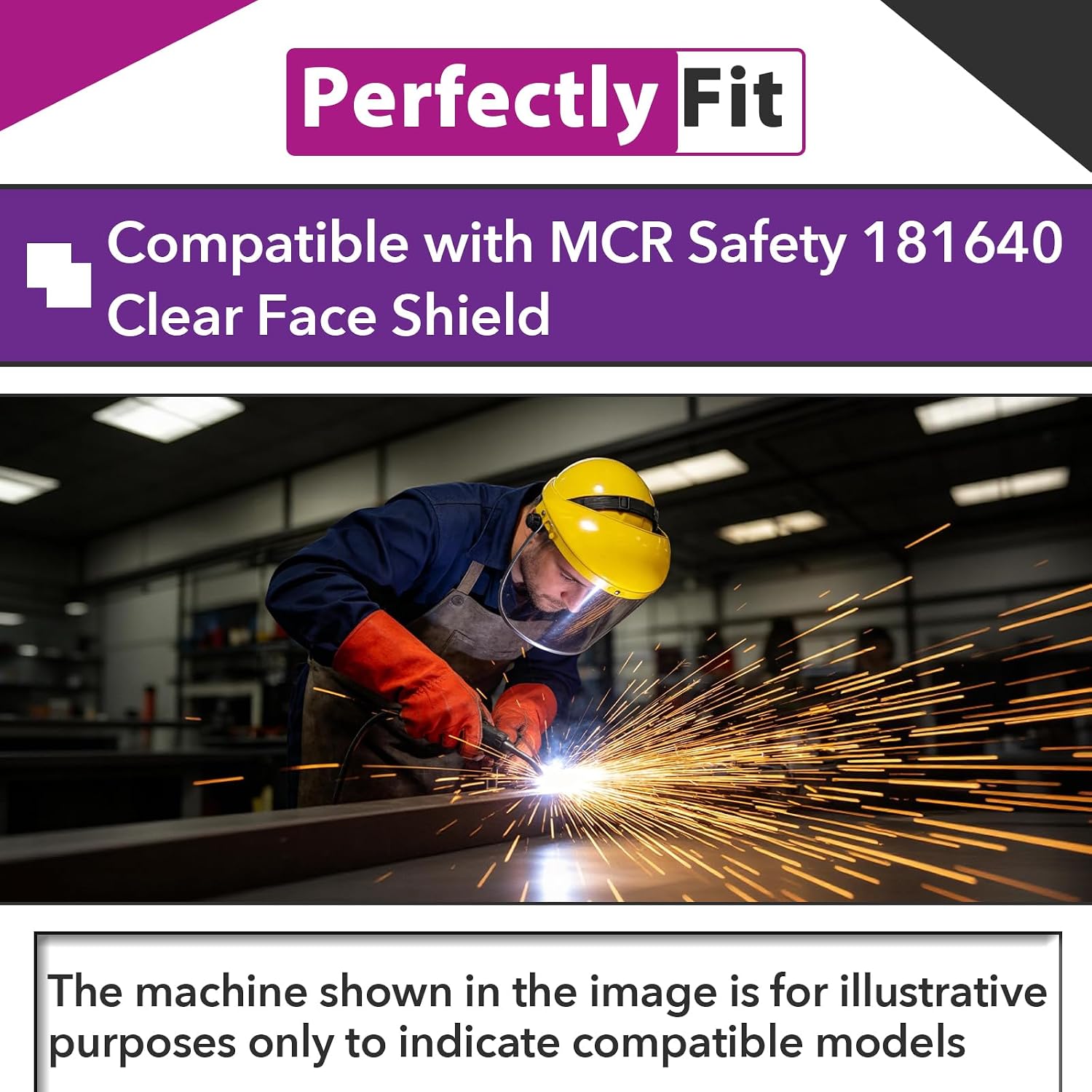 10 Pcs 181640 Clear Face Shield Compatible with MCR Safety 181640 Shield | Impact Resistant, Antifog, for Welding and Grinding, for Metalworking