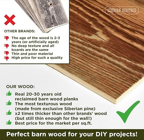 Miniatura 20 de Tablas Shiplap para pared, tablones de madera recuperada para decoración rústica, juego de 12 tablones de madera de granero (32 x 4 x 0.3 pulgadas)