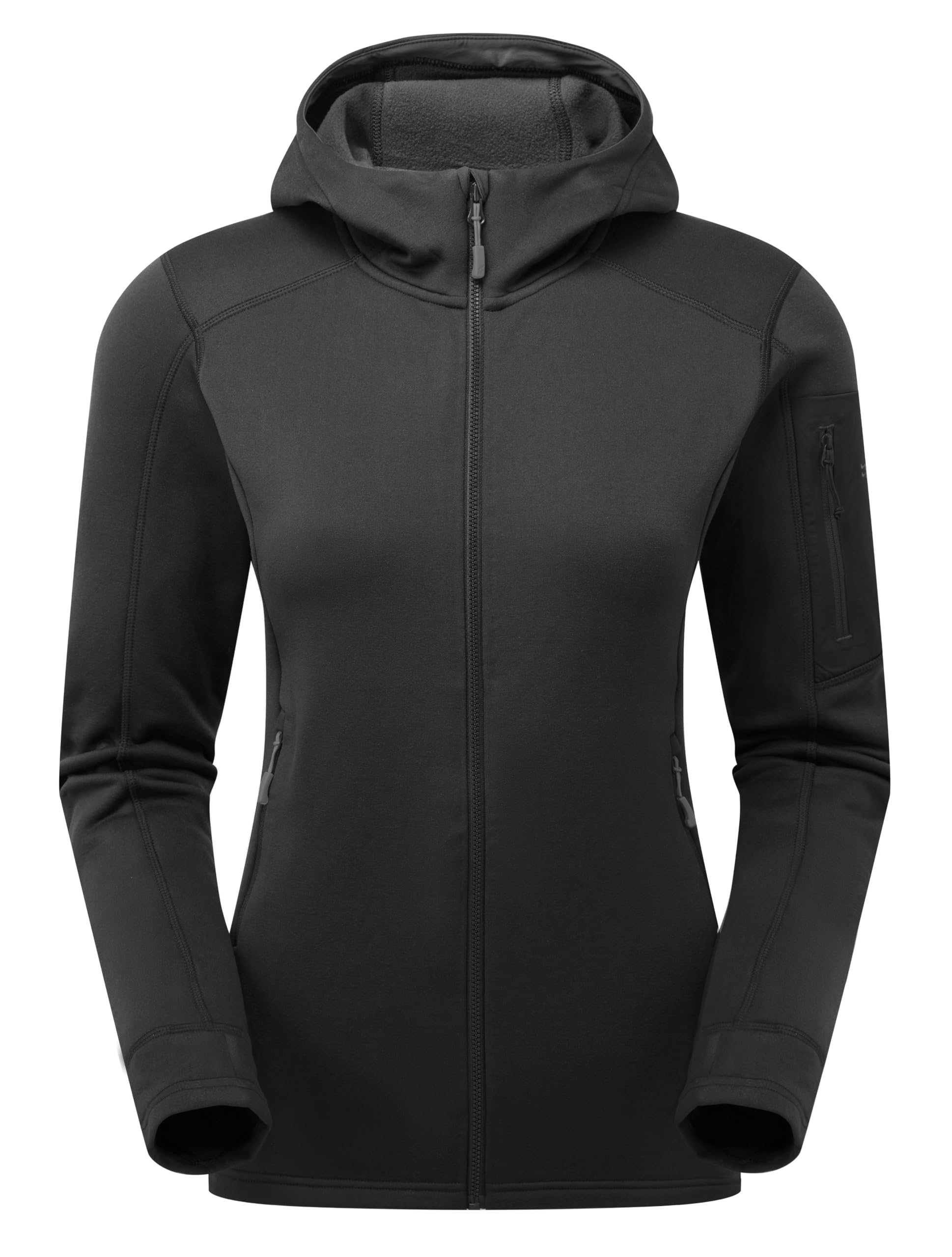 Rab Women's Modulus Hoody - Warm Fleece Jacket for Hiking & Climbing - Black - Medium