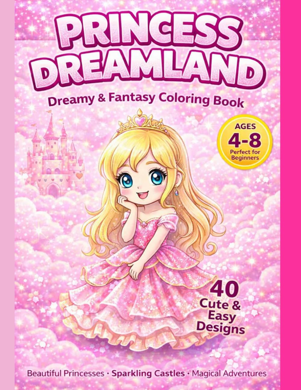 Cute Princess Dreamland Coloring Book: 40+ Cute Princess Designs, Castles, Unicorns & Magical Adventures for Kids Ages 4–8 (Dreamy & Fantasy Coloring Collection)