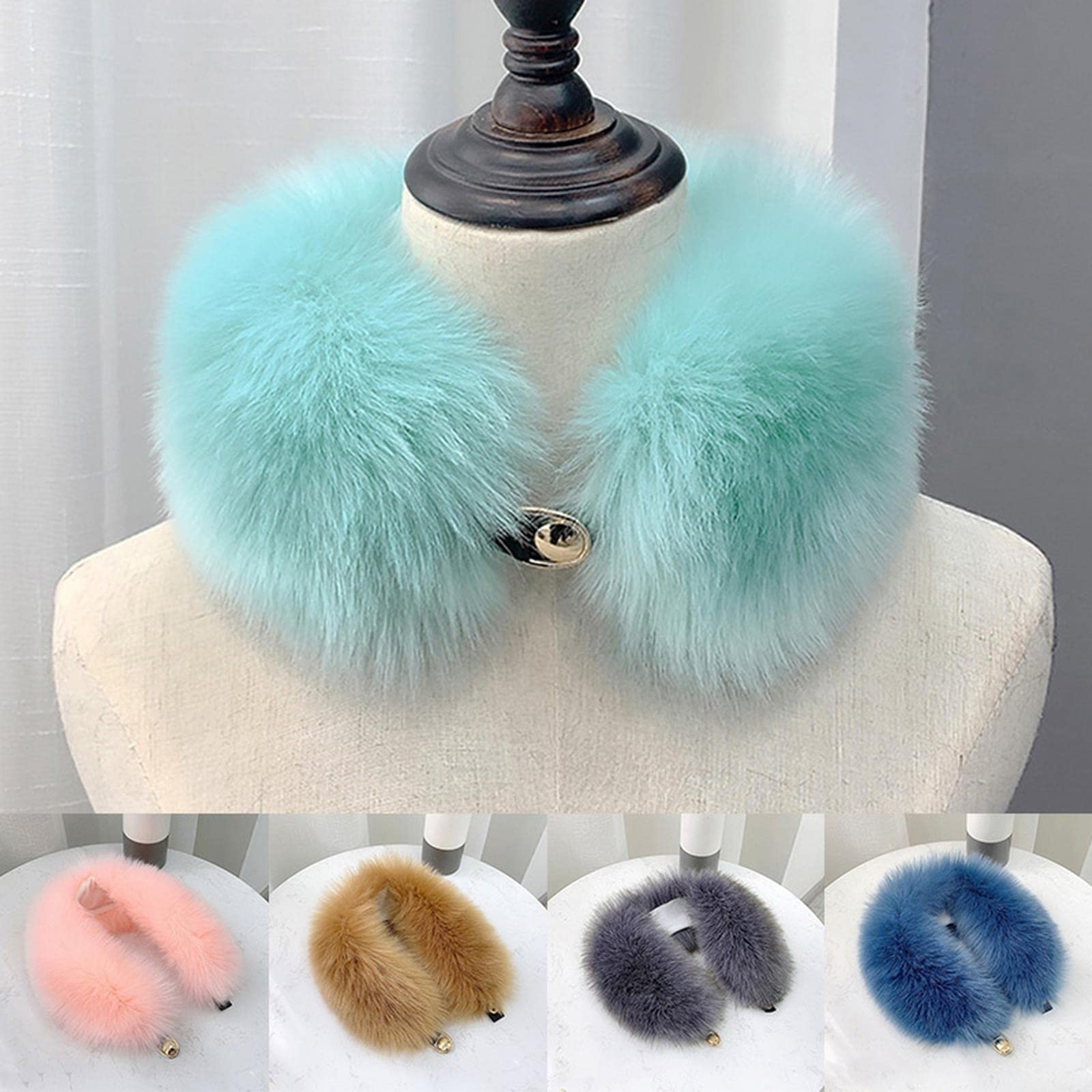 MOGSA Bufandas de invierno para mujer, cuello de piel sintética, chal de piel sintética, talla única