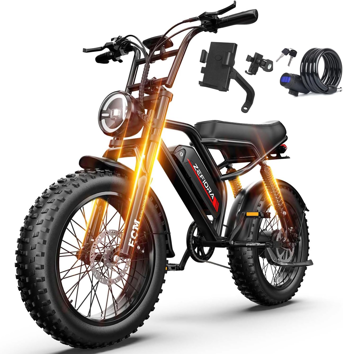 Electric Bike for Adults, 2500W Peak Moto Ebike, 25MPH Electric Dirt Bike, 48V Battery, 80/100/120 Miles Range, 7-Speed, 20" Fat Tire E Bike