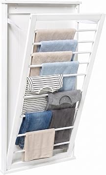 Honey-Can-Do Wall-Mount Wooden Clothes Drying Rack, 30 lb, White