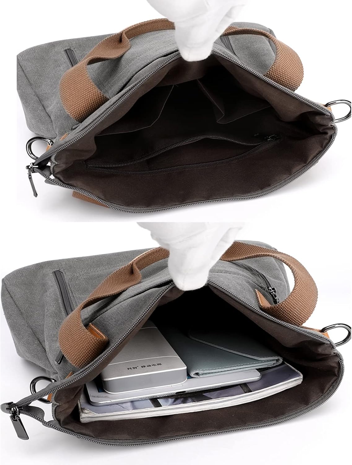 Canvas Crossbody Bags for Women Trendy Tote Purses Work Shoulder Multi-pocket Handbags - Image 4