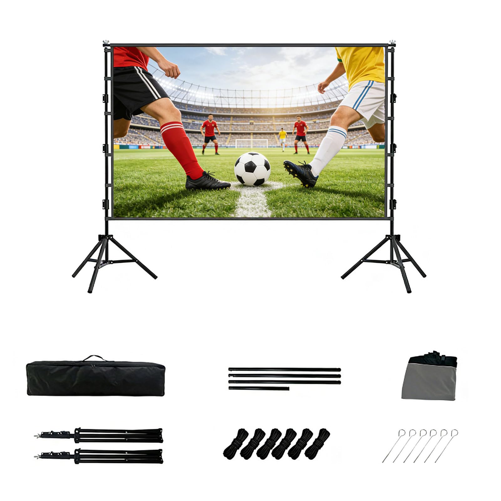 Paroi de projection robuste à double support et toile diapositive coupe-vent pour extérieur