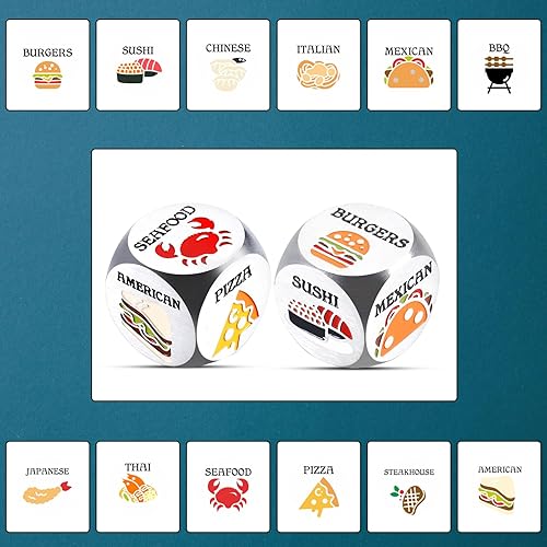 Miniatura 2 de Regalos de noche de cita para novio, novia, día de San Valentín, Navidad, cumpleaños, parejas, decisión de comida, dados de 11 años de plata,