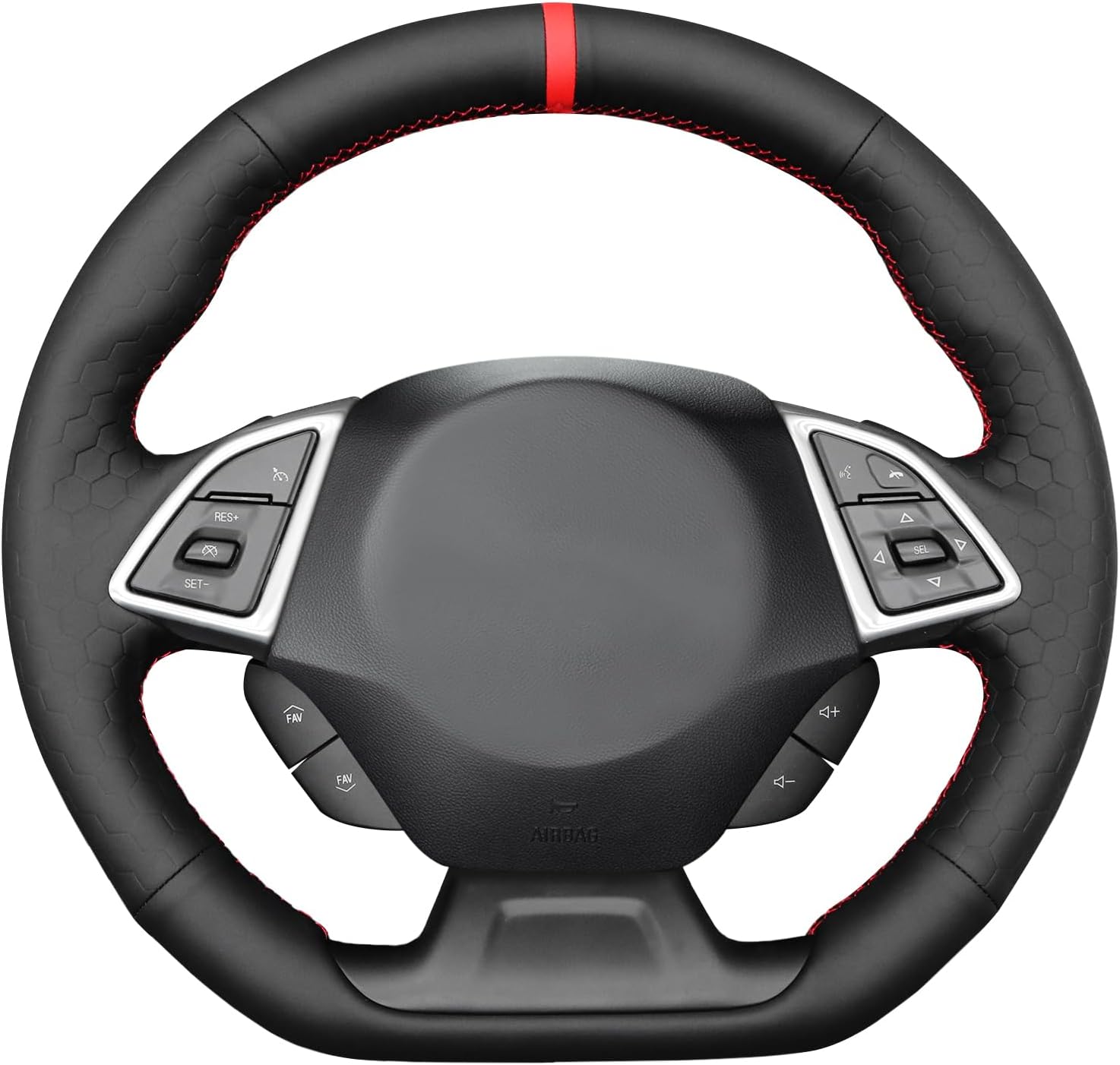 MEWANT Steering Wheel Cover for Chevy Camaro 2016-2024 Hand-Stitched Hive Leather Car Steering Wheel Wrap