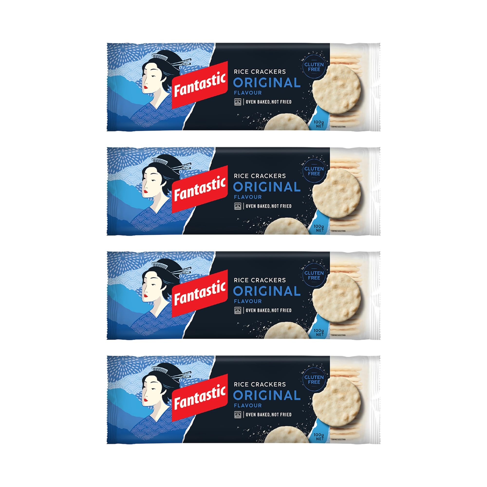 Original Rice Crackers 100g | Oven-Baked, Vegan & Gluten-Free | Healthy Low-Calorie Snack | Made in Thailand