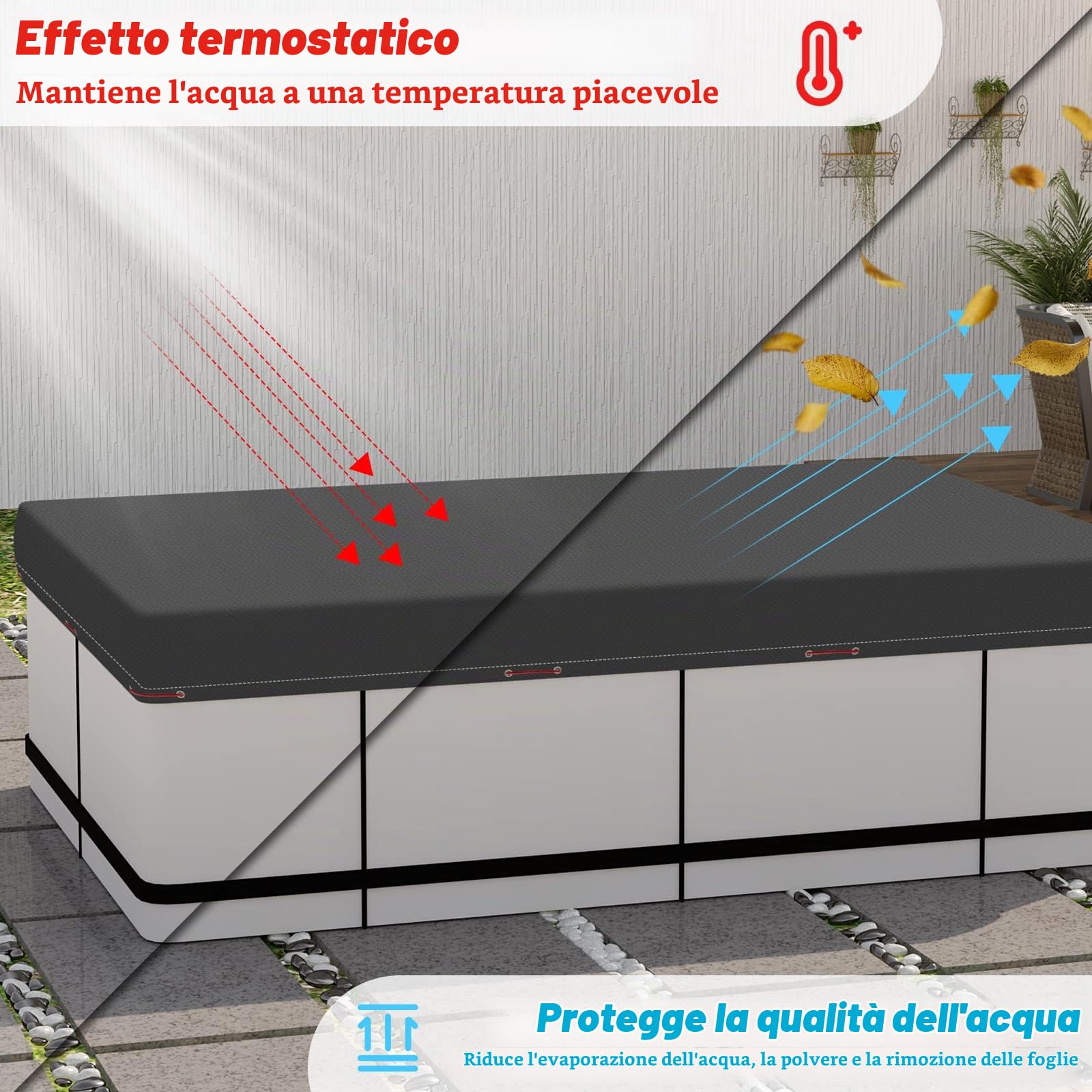 WOLTU Copertura per Piscina Rettangolare Impermeabile Invernale 450x220cm Grigio Scuro