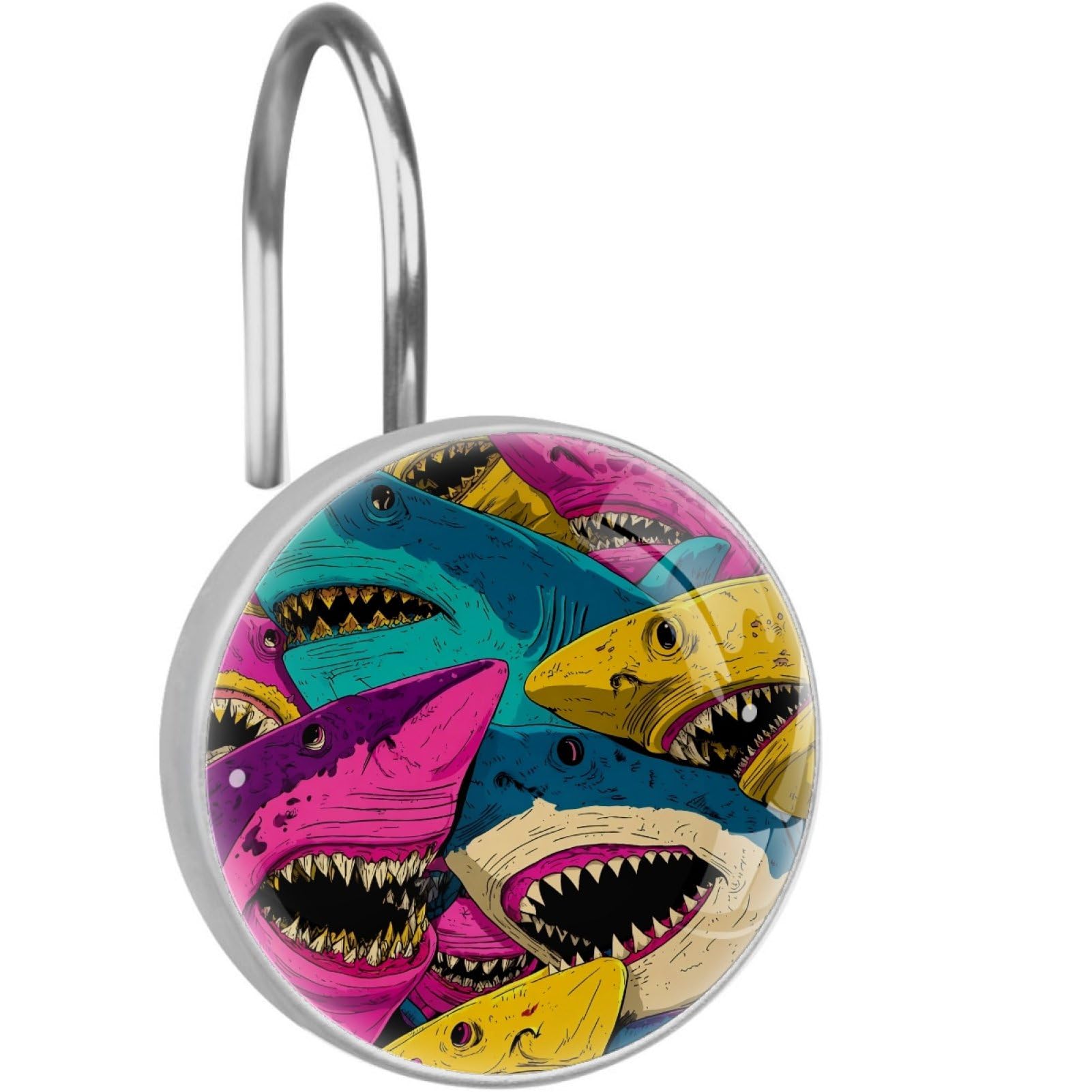 VAPOKF Decorative Shower Curtain Hook: Colorful Shark Rustproof Stainless Steel Shower Curtain Ring for Bathroom - Shower Curtain Hook & Hangers - Set of 12