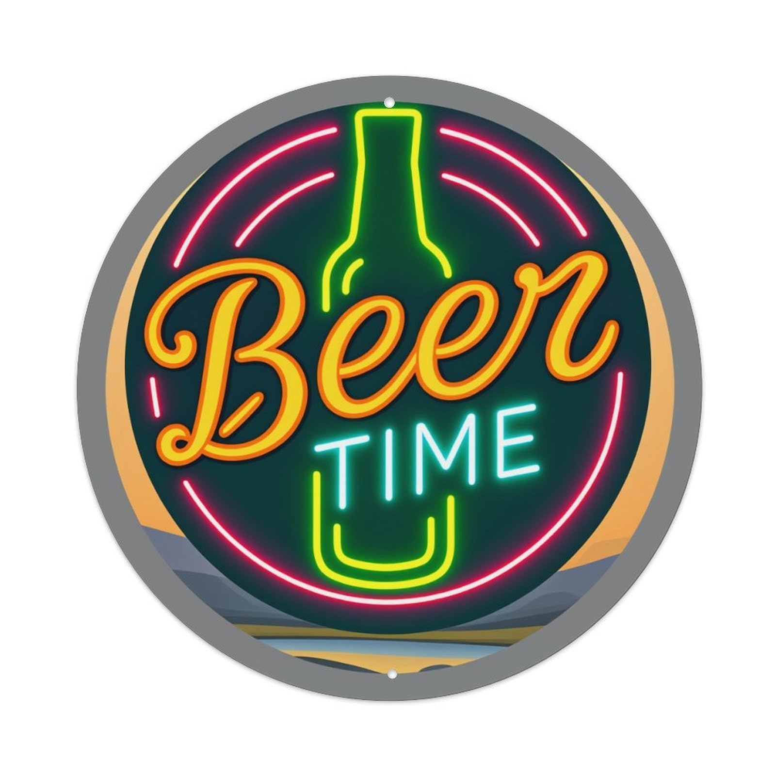 Neon Beer Bottle Sign Light Metal Tin Sign Vintage Garden Bedroom Cafe Bar Man Cave Home Wall Decor Metal Poster 8x8 inches