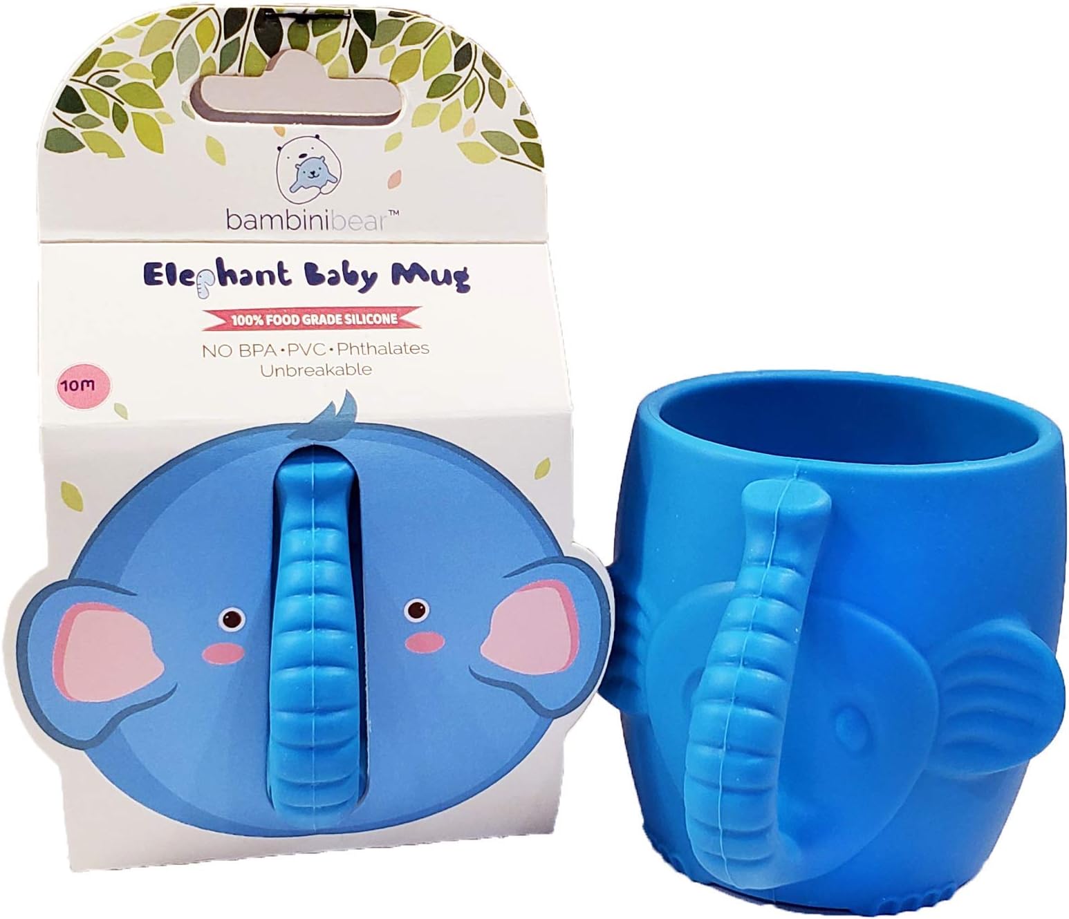 Baby Kid Sippy Cup Mug for Toddlers Learning Cup Elephant Design Great for Baby’s Interaction Dexterity Silicone BPA Free Bambini Bear 6 OZ Capacity (Blue)