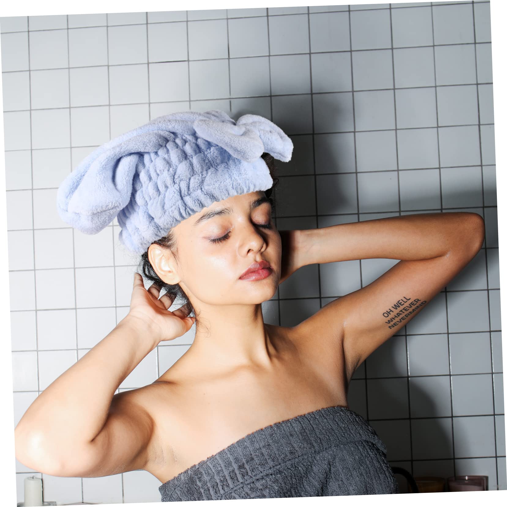 Beaupretty 4piezas Toalla De Secado Rápido De Pelo Coral Gorro Absorbente Lazo Gorro De para y