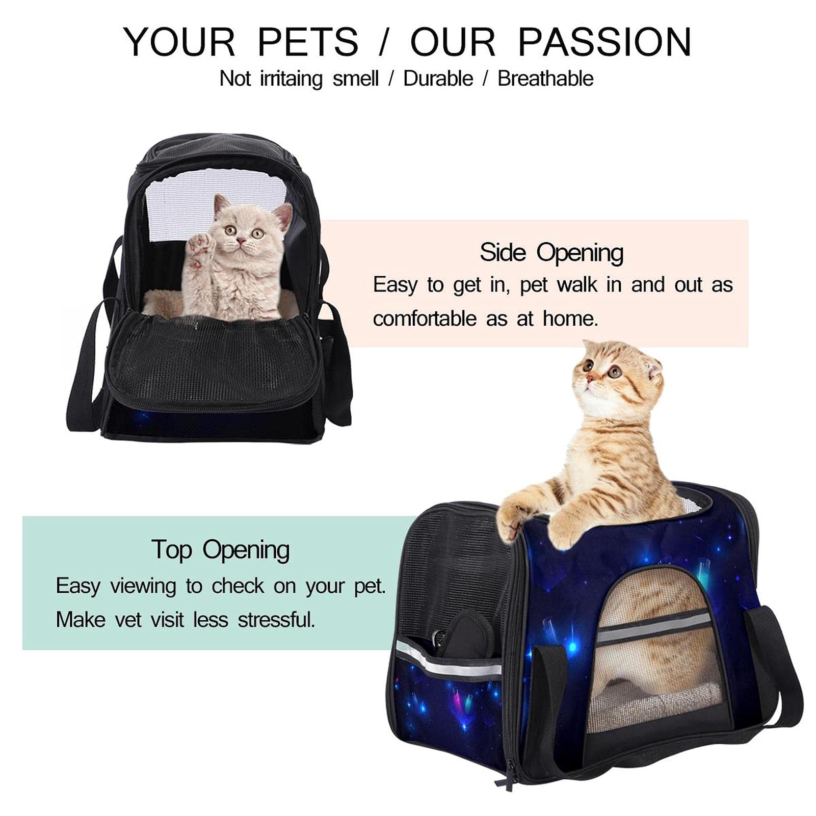 Bolsa portátil de viaje para mascotas, bolsas de lona aprobadas por aerolíneas para gato y conejo, con impresión futurista de laboratorio de ciencia de cara suave
