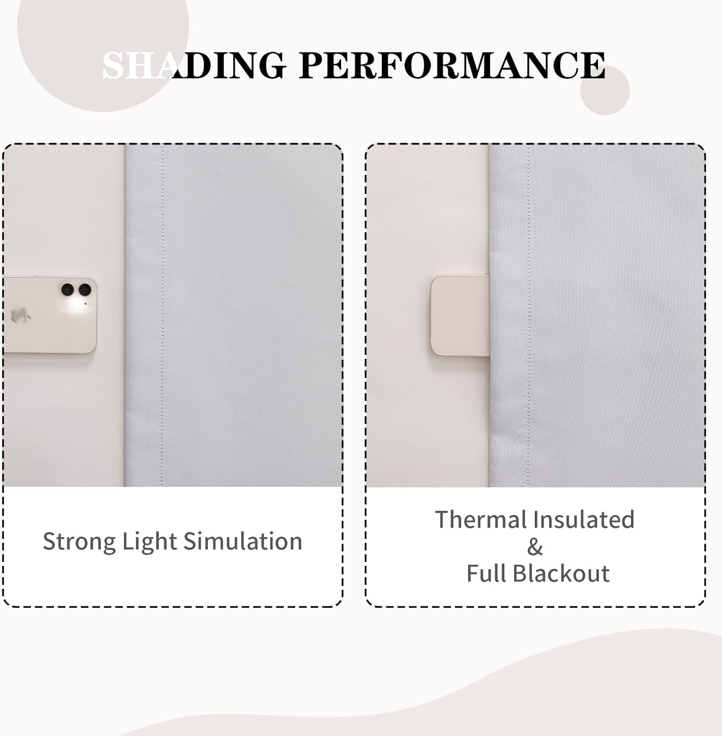 Melodieux Thermal Insulated 100% Blackout Curtain Liners for 54 Inch Long Curtains, Full Light Blocking Lining for Sheer Drapes, Off White/Black, 40 by 50 Inch, 2 Panels, Rings Included