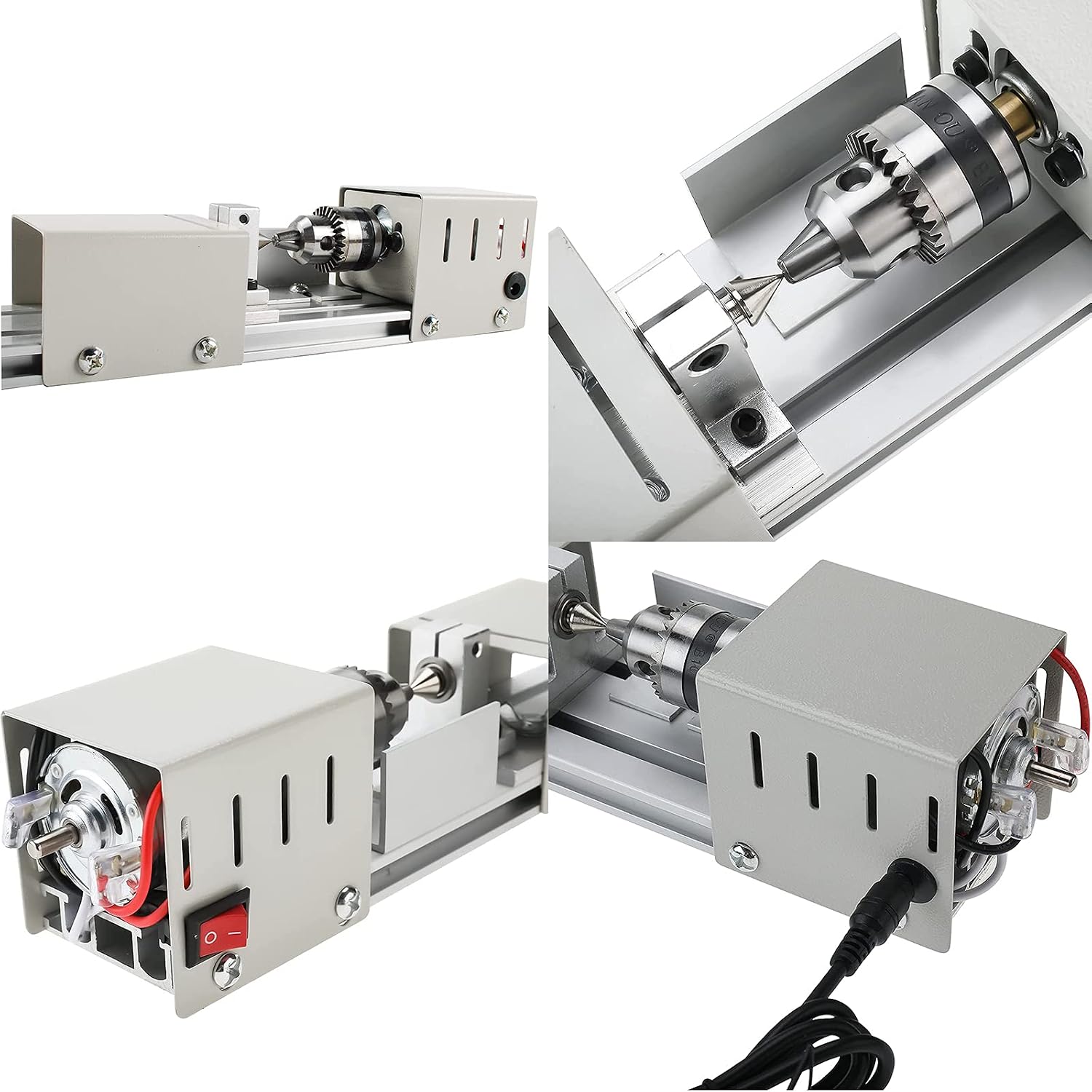 Mini Lathe Machine 96W, Mini Lathe Beads Polisher Machine, Variable Speed Woodworking Lathe, Milling Machine Grinding Polishing Beads Drill Rotary Tool Set Accessories