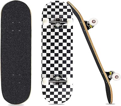 Amazon スケートボード 31インチ スケボー スケートボード コンプリート 漫画プリート 大人 初心者 子供 スケボー Abs製 耐久 耐震 Abec7ベアリング採用 タイヤ黒白2色 ランダム発送 2 Babytene スケートボード