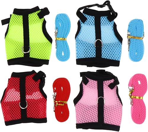 Miniatura 10 de POPETPOP 4pcs Bunny Vest Kitten Clothes Bunny Leash Cami Hanger Guinea Pig Harness Puppy Walking Vest Dog Breathable Harness Rabbit Rabbit s Leash