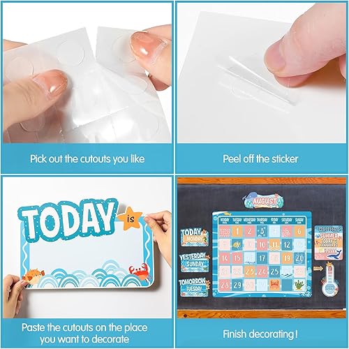 Miniatura 4 de Cholemy Juego de 85 tablones de anuncios con calendario, calendario de aula, tablón de anuncios con números, para el clima del mes, decoración de