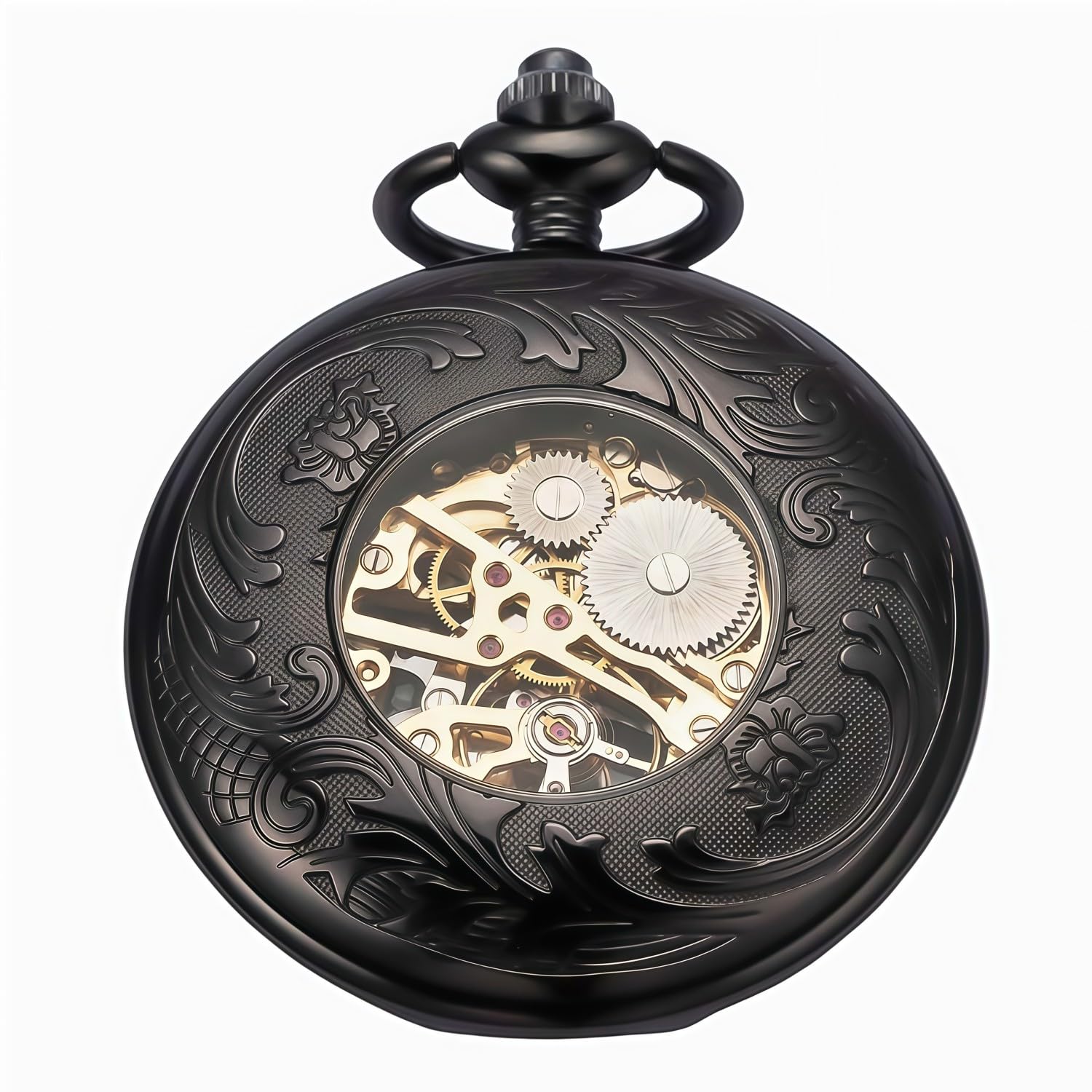Steampunk zegarek kieszonkowy szkielet mechaniczna przekładnia ręcznie wiatr cyfry rzymskie antyczny łańcuszek męski
