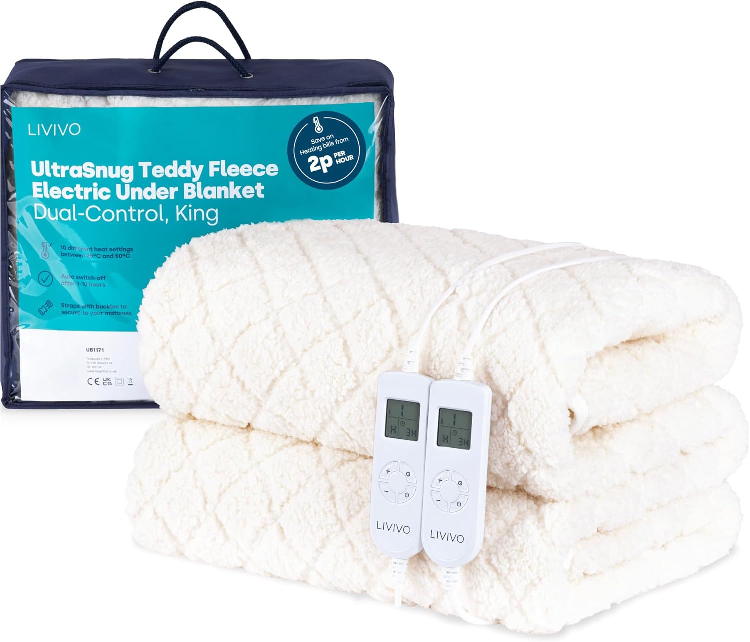 LIVIVO UltraSnug Teddy Fleece Electric Underblanket King Dual Control