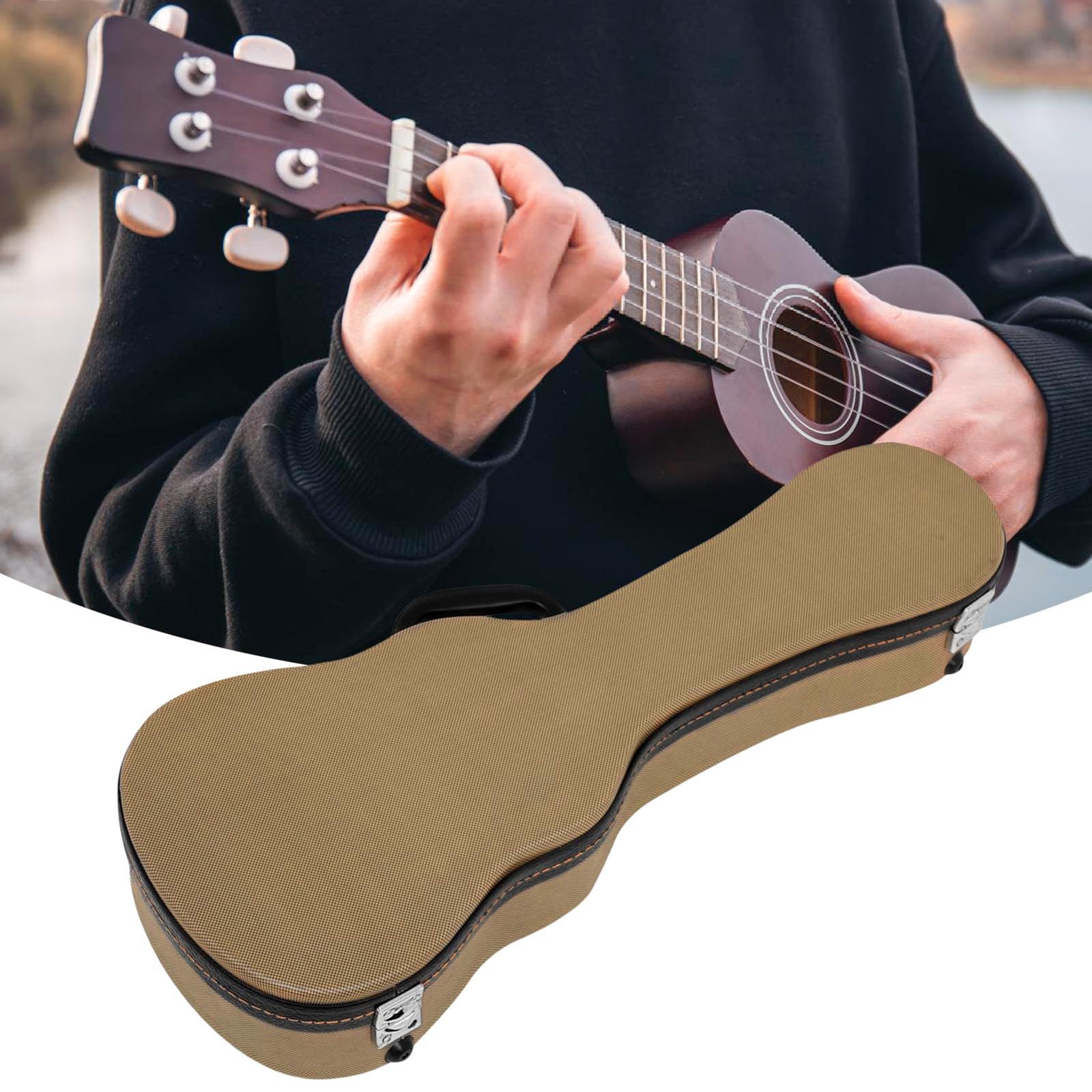 Ukulele-Hartschalen-Tragetasche, tragbare Ukulele-Schutzhülle, Hartschalentasche, Ukulele-Gigbag, weich gepolsterte Tragetasche