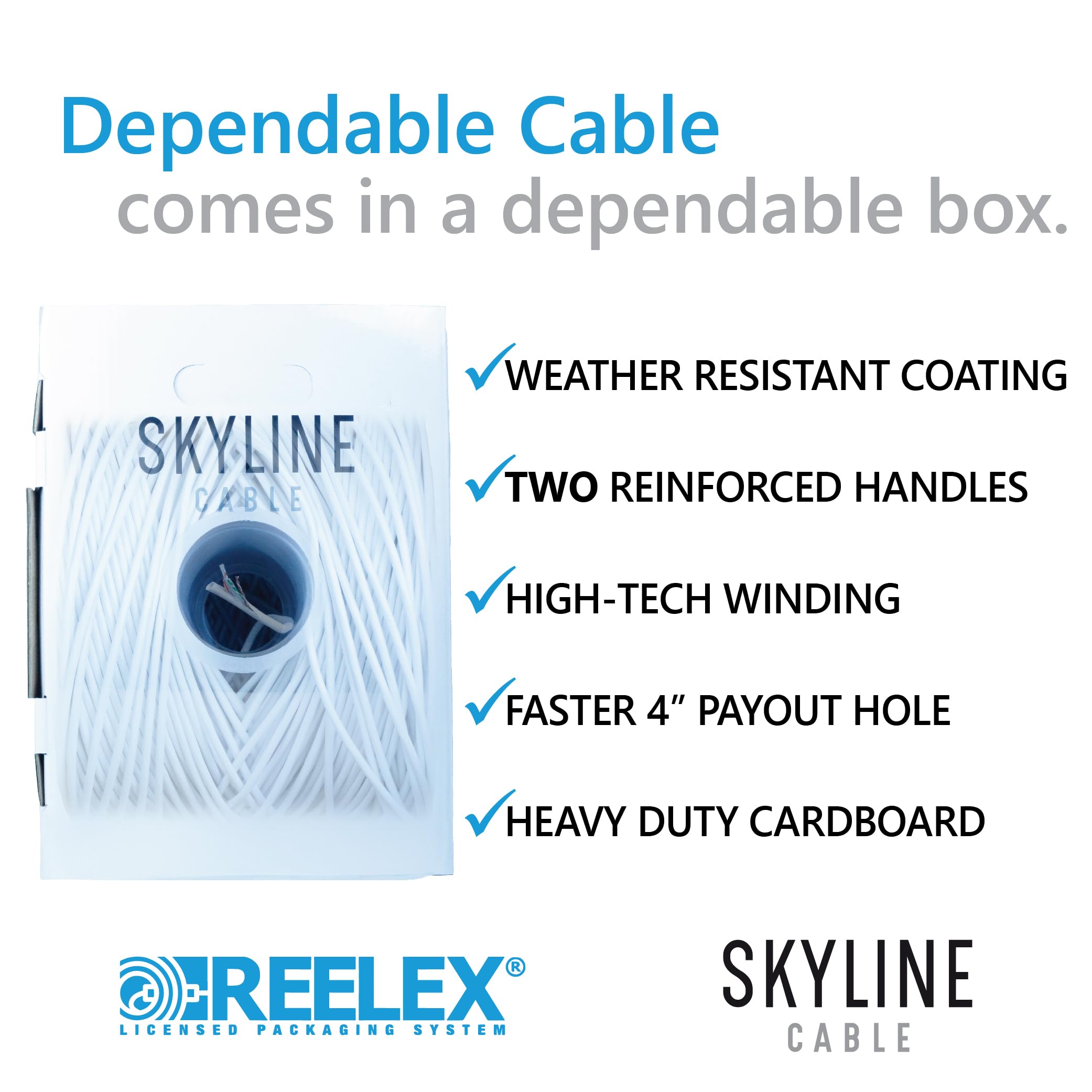 Skyline - Cavo di rete Ethernet Cat 6, CMR, 550 Mhz, 23 AWG, in rame nudo massiccio (scatola di imballaggio, 0,3 m, bianco)