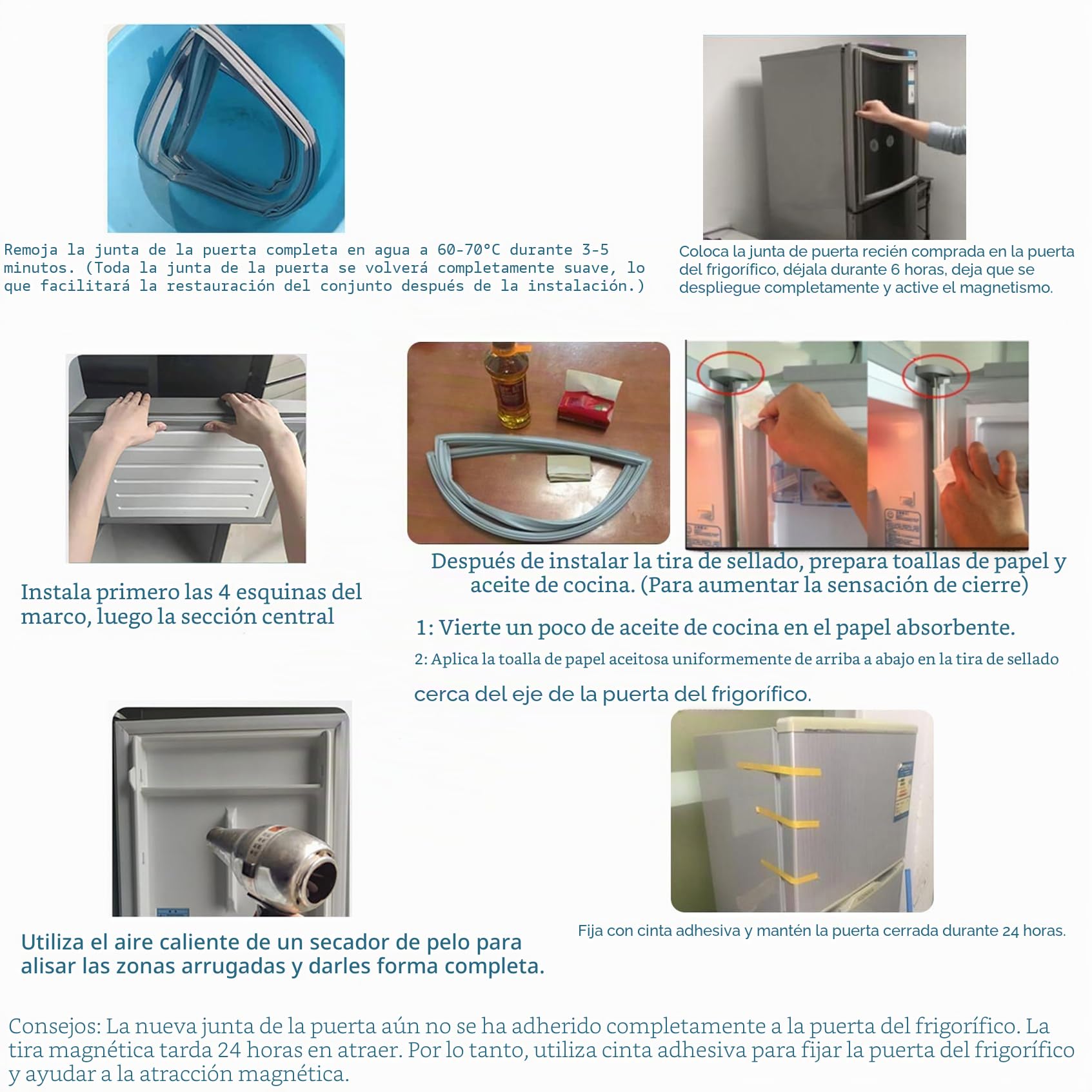Junta De Goma Magnética para Puerta De Refrigerador o Congelador Universal Personalizar