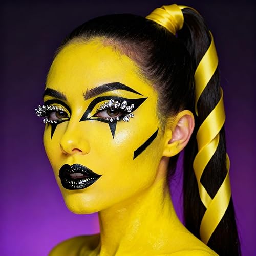 Miniatura 8 de Go Ho Barra de pintura amarilla para la cara y el cuerpo, a base de agua, lavable, a base de agua, no tóxica, cobertura completa, color amarillo